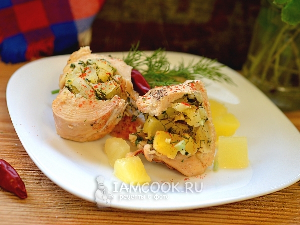 Куриные грудки с ананасом, рецепт с фото