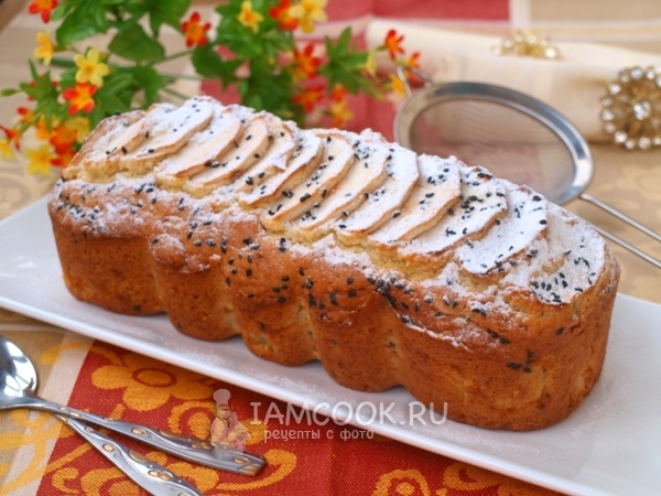 Яблочный кекс с кунжутом, рецепт с фото