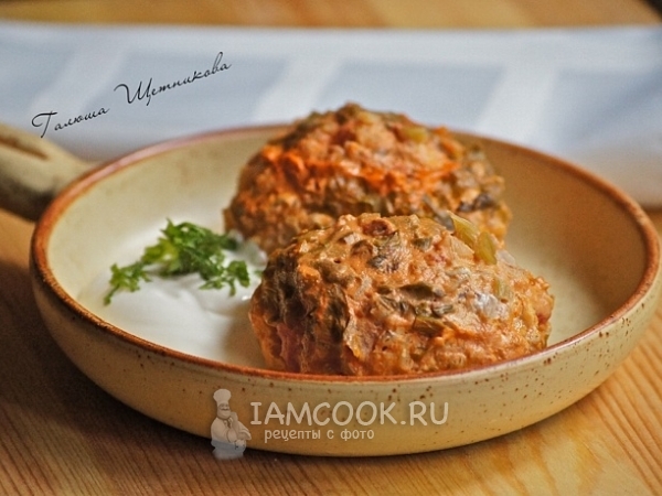 Куриные тефтели с коричневым рисом в соусе, рецепт с фото