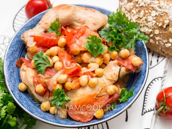 Курица с нутом и помидорами, рецепт с фото