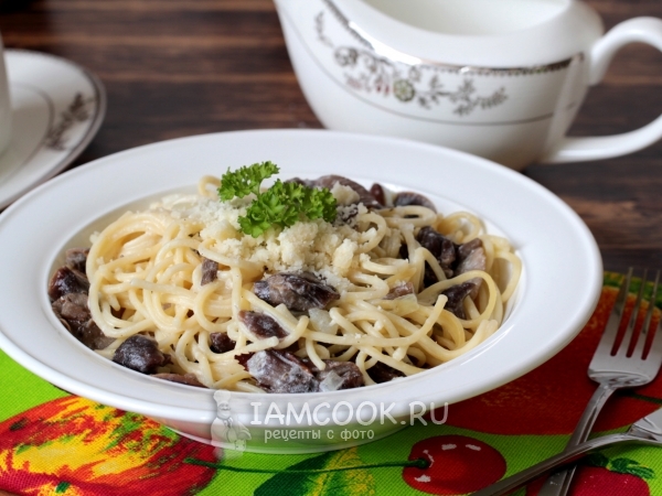 Паста с грибами в сливочном соусе, рецепт с фото