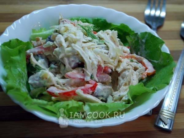 Куриный салат с ветчиной, рецепт с фото