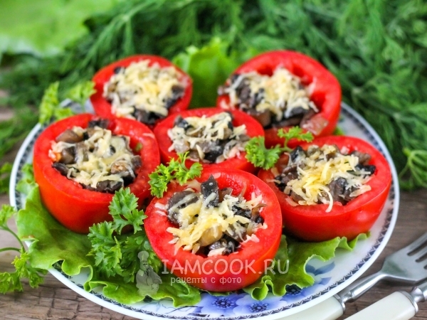 Помидоры, фаршированные грибами, рецепт с фото