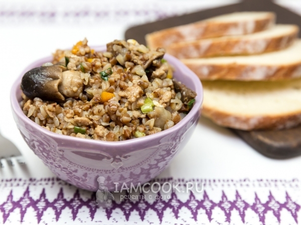 Гречка с фаршем и грибами, рецепт с фото