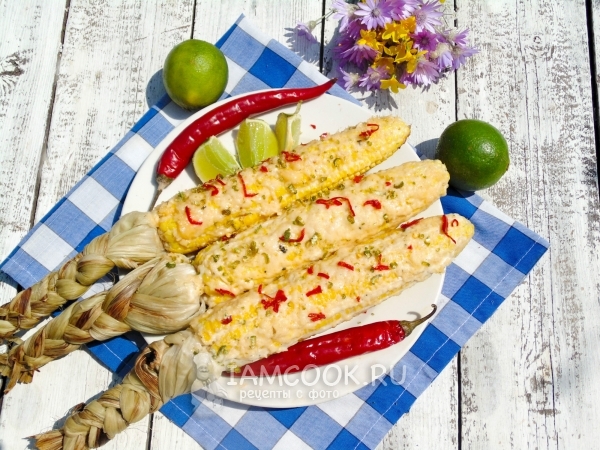 Печёная на углях кукуруза с сыром, рецепт с фото