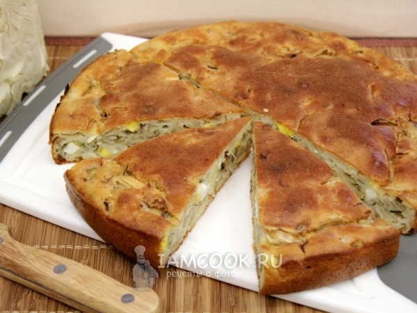 Наливной пирог с капустой, рецепт с фото