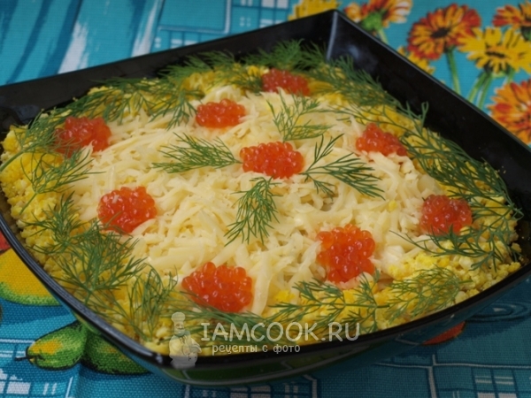 Царский салат с красной икрой, рецепт с фото