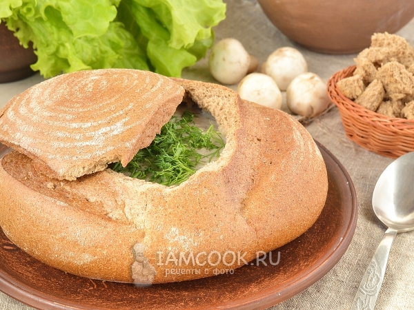 Суп в хлебе, рецепт с фото