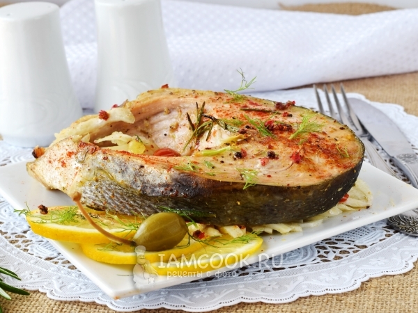 Стейк лосося в духовке, рецепт с фото