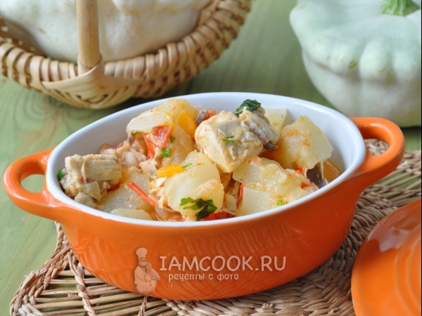 Куриная грудка с патиссонами в мультиварке, рецепт с фото