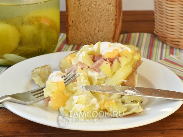 Фаршированный отварной картофель в духовке, рецепт с фото