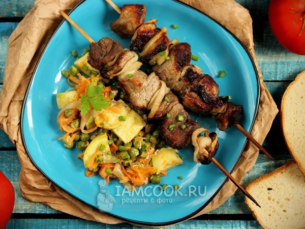 Шашлык из свинины с овощами в духовке, рецепт с фото