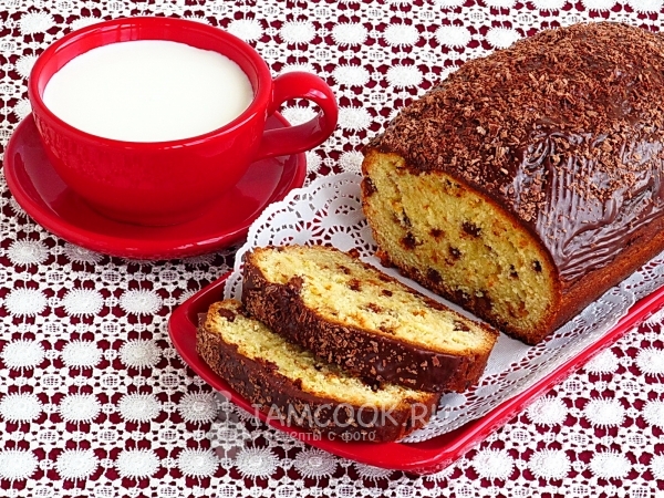 Кекс «Апельсиновый» с десертным шоколадом, рецепт с фото