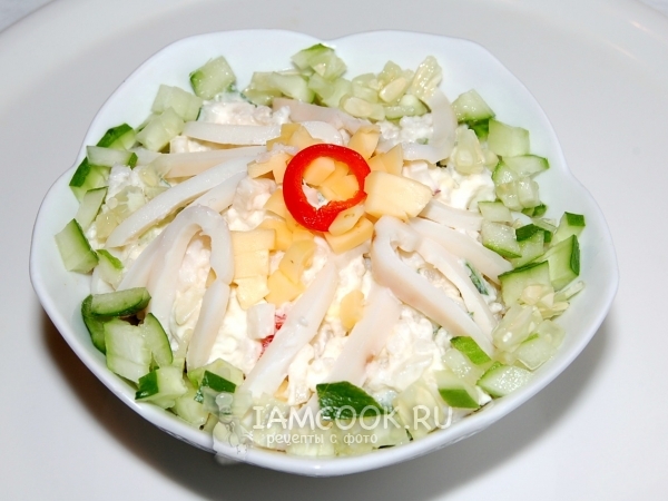 Салат из кальмаров с рисом, рецепт с фото