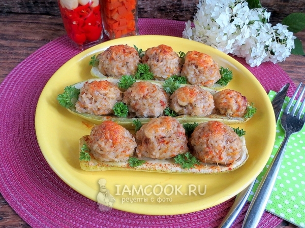 Кабачки с фаршем и рисом, рецепт с фото