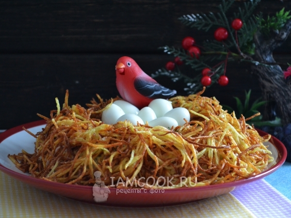 Салат «Гнездо глухаря» с копченой курицей, рецепт с фото