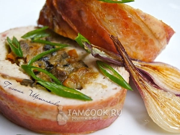 Рулет куриный с грибами, рецепт с фото