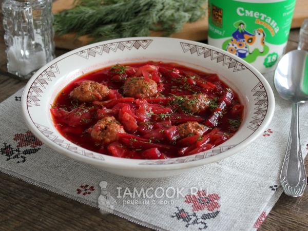 Борщ с фрикадельками в мультиварке, рецепт с фото