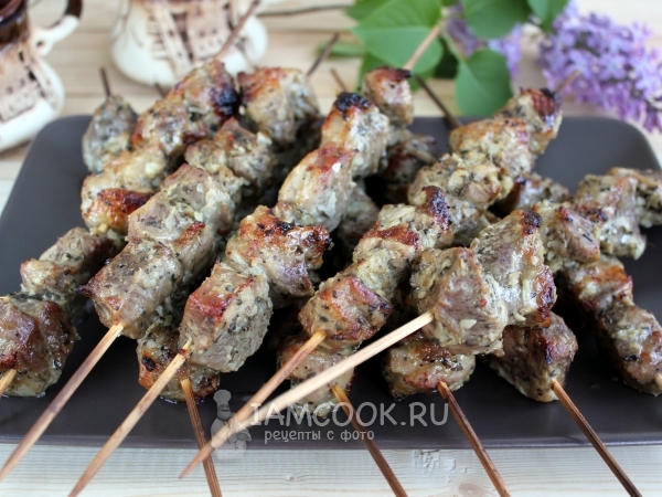 Шашлык из свинины в духовке на противне, рецепт с фото