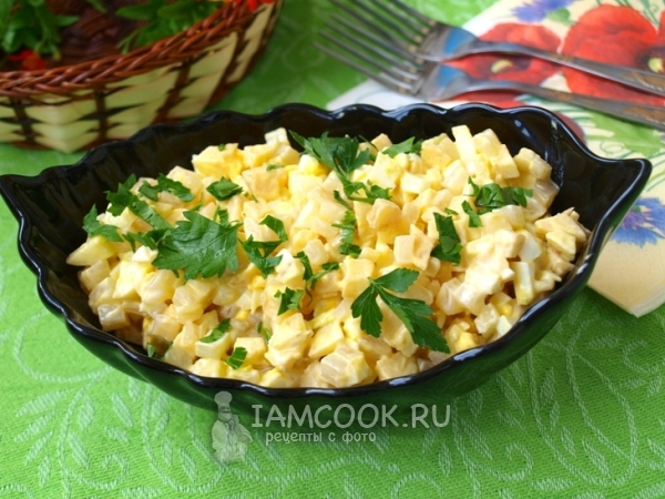 Салат из кальмаров с яблоками, рецепт с фото