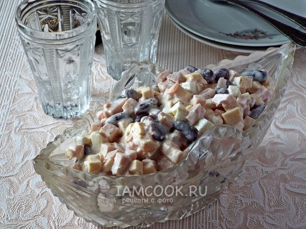Салат с фасолью, ветчиной и сыром, рецепт с фото