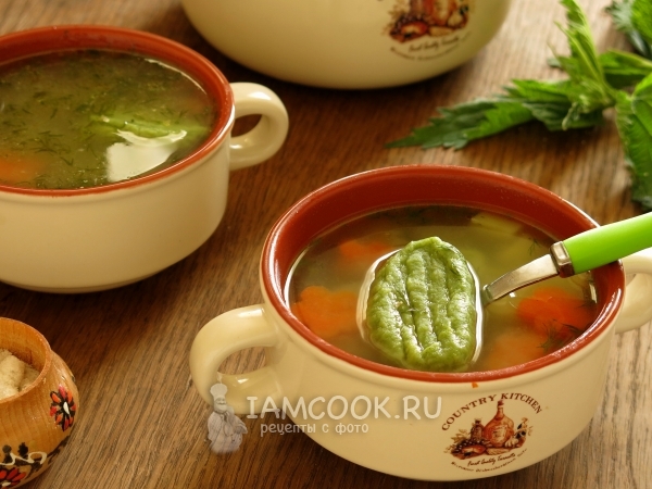 Суп с крапивными клецками, рецепт с фото