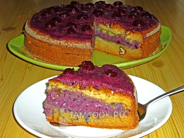Торт «Стаканник» с черничным кремом, рецепт с фото