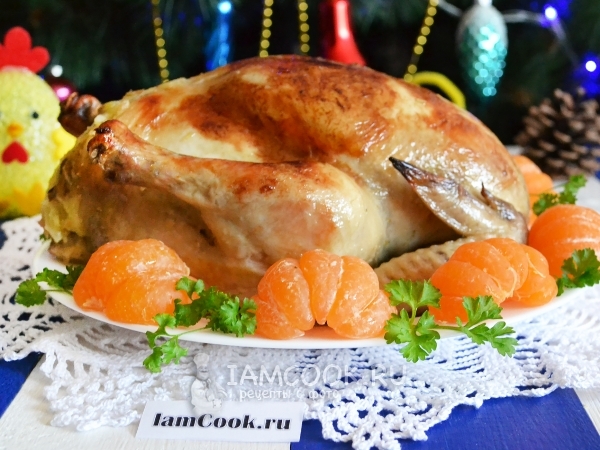 Курица, фаршированная картофелем и грибами, рецепт с фото