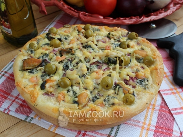 Пицца с морепродуктами, рецепт с фото