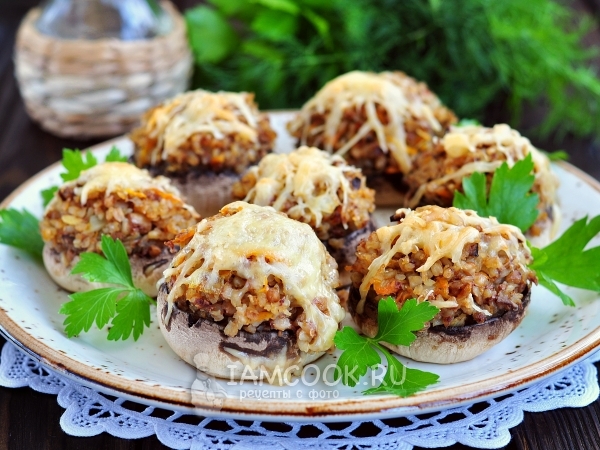 Грибы, фаршированные гречкой, рецепт с фото