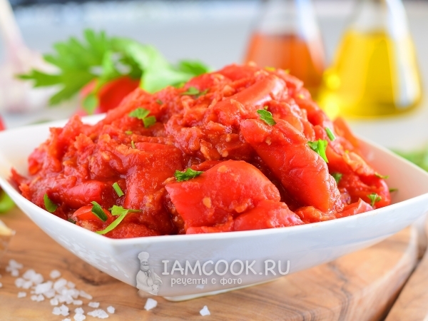 Лечо из помидоров и перца с чесноком, рецепт с фото