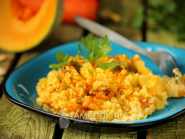 Пшенная каша с фаршем и тыквой в мультиварке, рецепт с фото