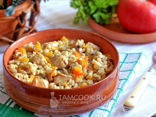 Плов из перловки с курицей, рецепт с фото