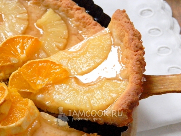 Творожный пирог с фруктами, рецепт с фото