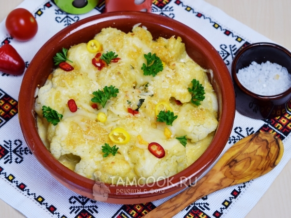 Цветная капуста, запеченная в духовке с сыром, рецепт с фото
