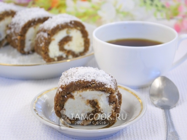 Рулет из печенья без выпечки, рецепт с фото