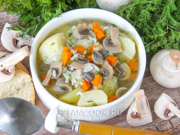 Суп грибной с рисом, рецепт с фото