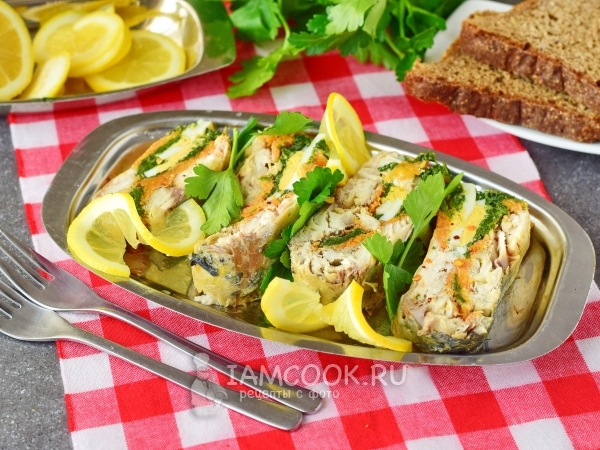 Фаршированная скумбрия с желатином, рецепт с фото