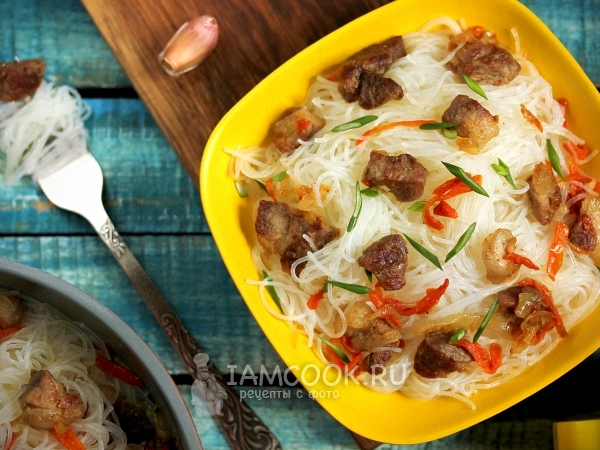 Фунчоза с мясом, рецепт с фото