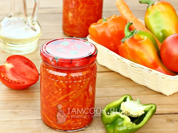 Лечо с помидорами, перцем и морковью, рецепт с фото