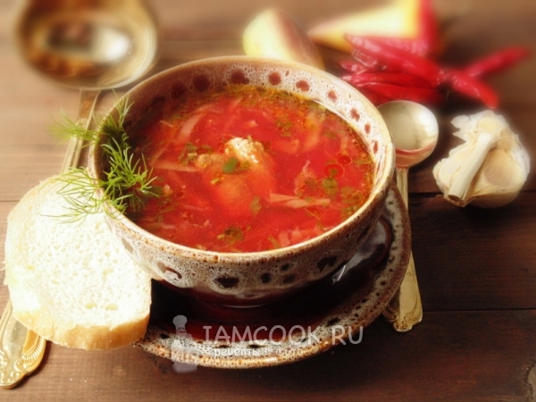 Борщ на бульоне из свиных ребрышек, рецепт с фото