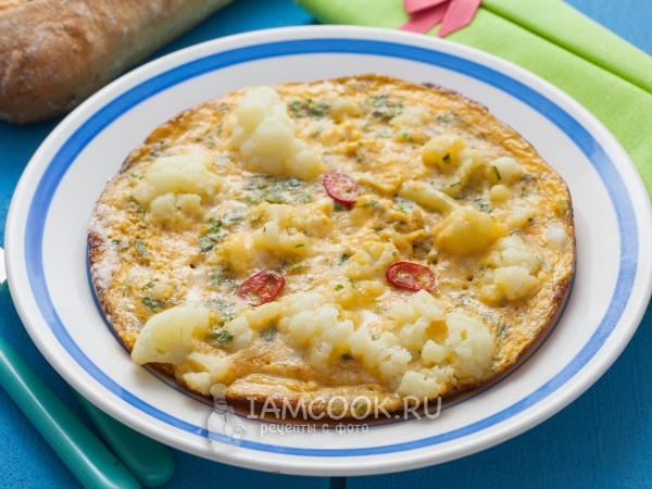 Омлет с цветной капустой на сковороде, рецепт с фото