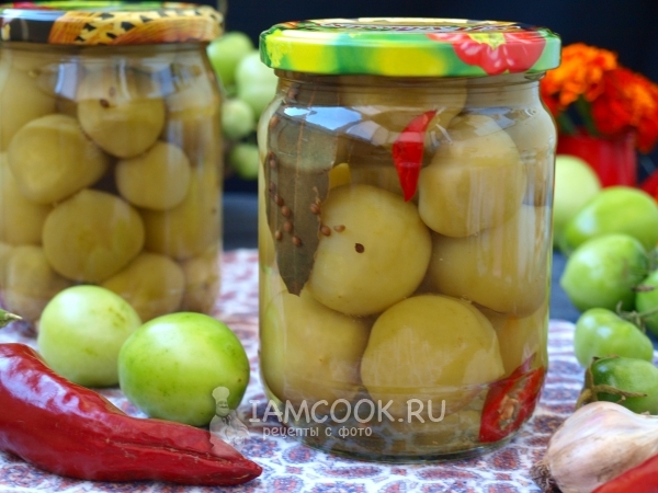 Маринованные зеленые помидоры «Пальчики оближешь», рецепт с фото