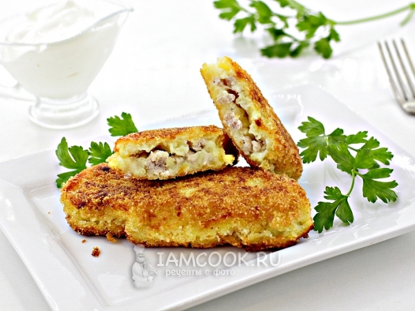 Зразы картофельные с мясом, рецепт с фото