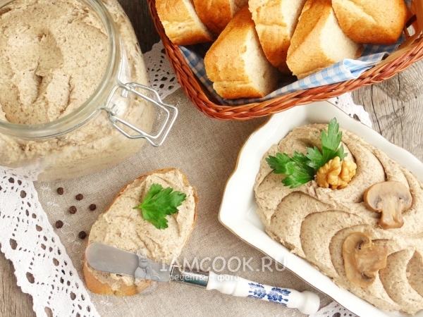 Паштет из шампиньонов с грецкими орехами, рецепт с фото