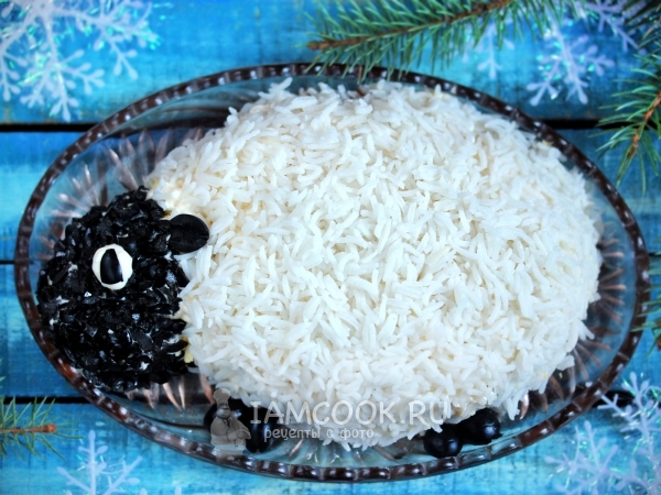 Новогодний слоёный салат «Овечка», рецепт с фото