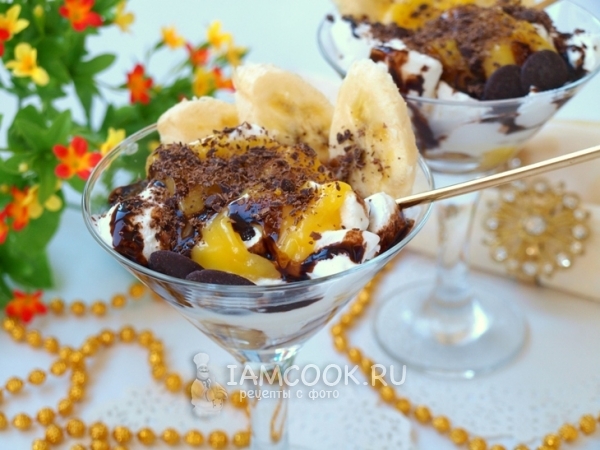 Мороженое с лимонным курдом, шоколадом и бананом, рецепт с фото
