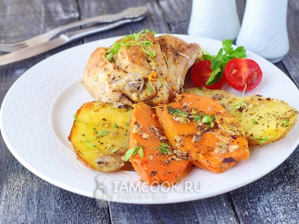 Курица с картошкой в духовке с майонезом, рецепт с фото