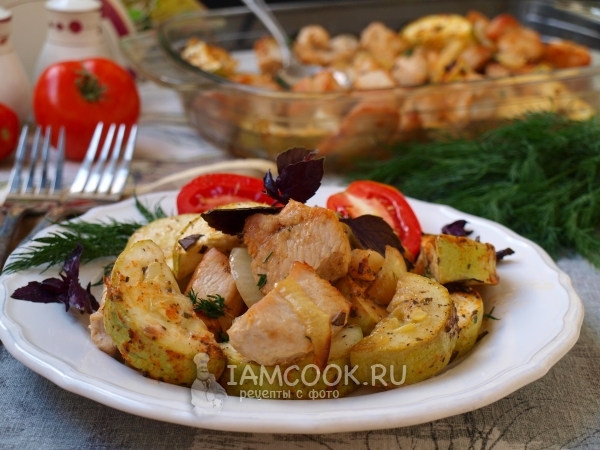 Индейка с кабачками в духовке, рецепт с фото