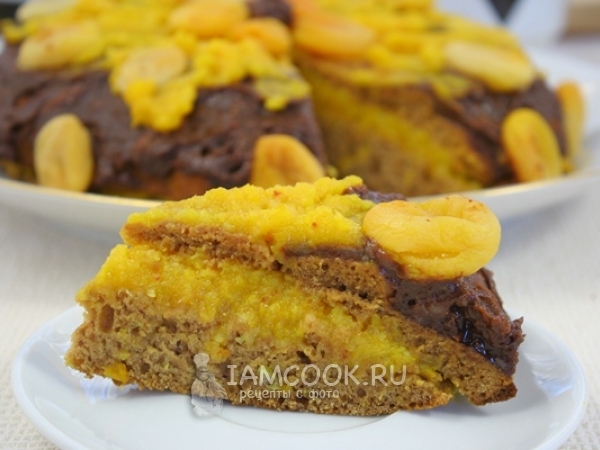 Торт постный медовый с бананом, апельсином и курагой, рецепт с фото
